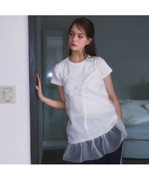 Sheer Layered Mini Dress [White]