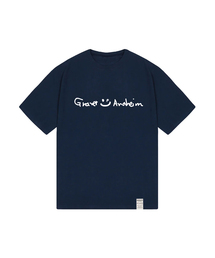 [ユニセックス] ドローイングロゴ ドローイングスマイル 半袖Tシャツ_ネイビー