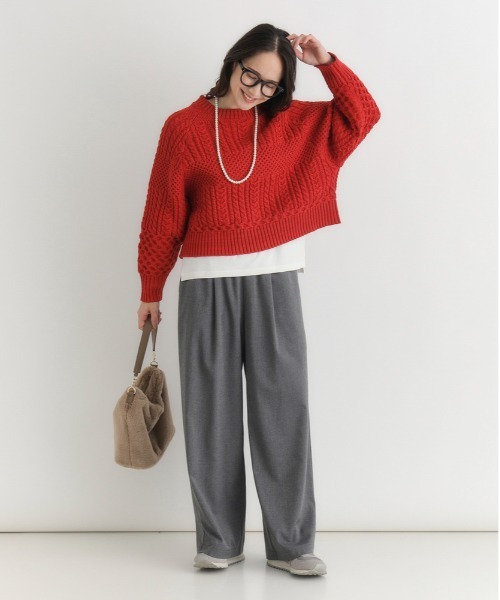 Right-on（ライトオン）の「【HONEYSUCKLE ROSE】裏起毛イージーワイドパンツ (スタイリッシュシルエット / タックデザイン / 保温性抜群)（その他パンツ・レディース・グレー/ブラック・M/L/S）」の18枚目の写真