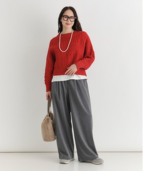 Right-on（ライトオン）の「【HONEYSUCKLE ROSE】裏起毛イージーワイドパンツ (スタイリッシュシルエット / タックデザイン / 保温性抜群)（その他パンツ・レディース・グレー/ブラック・M/L/S）」の17枚目の写真