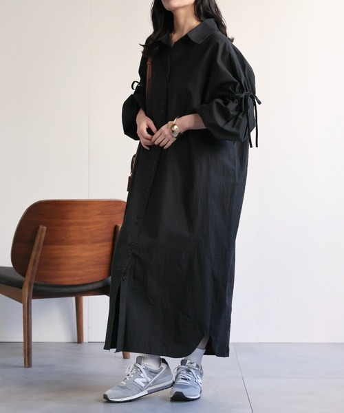 ap retro（アプレトロ）の「ボリュームスリーブシャツワンピース（シャツワンピース・レディース・ベージュ/ブラック・FREE）」の20枚目の写真