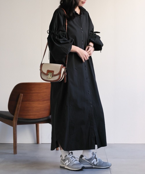 ap retro（アプレトロ）の「ボリュームスリーブシャツワンピース（シャツワンピース・レディース・ベージュ/ブラック・FREE）」の21枚目の写真