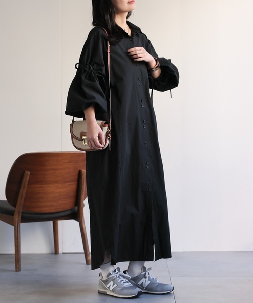ap retro（アプレトロ）の「ボリュームスリーブシャツワンピース（シャツワンピース・レディース・ベージュ/ブラック・FREE）」の22枚目の写真