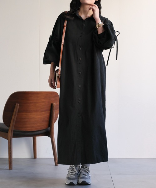ap retro（アプレトロ）の「ボリュームスリーブシャツワンピース（シャツワンピース・レディース・ベージュ/ブラック・FREE）」の17枚目の写真