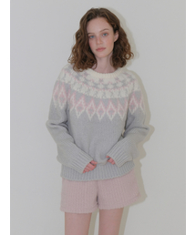 Nordic Round Knit Pullover, Light Grey