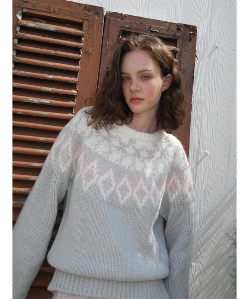 ETMON（エトモン）の「Nordic Round Knit Pullover, Light Grey（ニット/セーター・レディース・その他・F）」の2枚目の写真