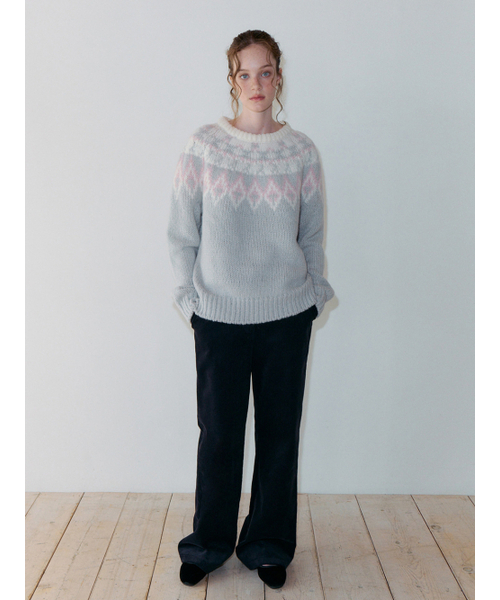 ETMON（エトモン）の「Nordic Round Knit Pullover, Light Grey（ニット/セーター・レディース・その他・F）」の5枚目の写真
