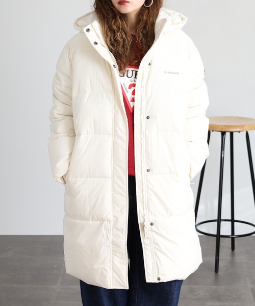 GUESS JEANS(ゲスジーンズ)の「GUESS JEANS パファー ロングジャケット(ダウンジャケット/コート・レディース・ブラック/オフホワイト・S/M/XS/L)」の1枚目の写真