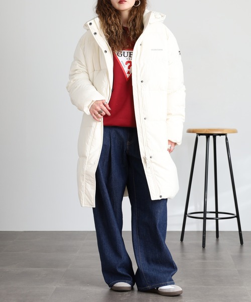 GUESS JEANS(ゲスジーンズ)の「GUESS JEANS パファー ロングジャケット(ダウンジャケット/コート・レディース・ブラック/オフホワイト・S/M/XS/L)」の7枚目の写真