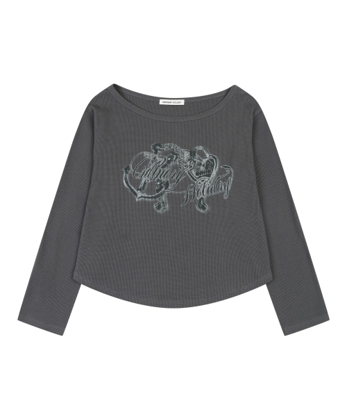 ORDINARY HOLIDAY（オーディナリー ホリデー）の「OFF-SHOULDER LOOSE FIT SET-UP [CHARCOAL]（Tシャツ/カットソー・レディース・その他・FREE）」の3枚目の写真