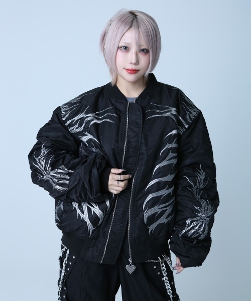 BACKSTAGE PASS（バックステージパス）の「CRIMSON GHOST MA-1(クリムゾンゴーストMA-1)ボーン刺繍 MA-1（MA-1・メンズ・パープル/ダークグレー/オリーブ/ブラック・FREE）」の22枚目の写真