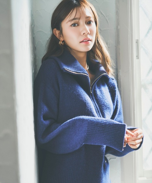 セール】ZIPビッグカラープルオーバー（ニット/セーター）｜AND