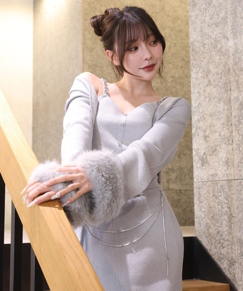 セール】【Twinkle collection】スリット入りロングニットスカート