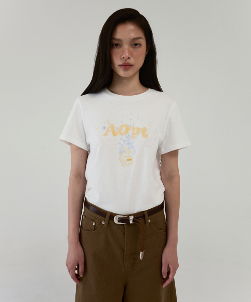AOPT(アオプト)の「BUBBLY FIZZ UP T-SHIRT - YELLOW(Tシャツ/カットソー・レディース・その他・SMALL/MEDIUM)」の1枚目の写真