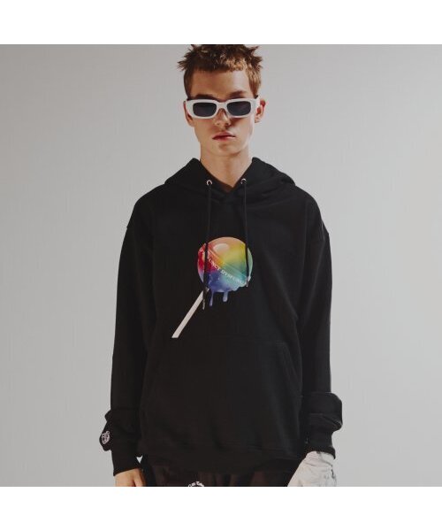 DYSFUNCT(ディスファンクト)の「TOO SWEET BUT CUTE HOODIE (BLACK/RAINBOW)(パーカー・レディース・その他・MEDIUM/LARGE)」の1枚目の写真
