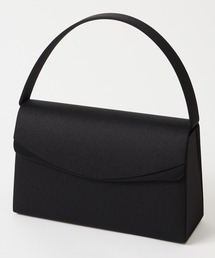【喪服・礼服用・WEB限定】サテン切り替えフラップブラックフォーマルバッグ