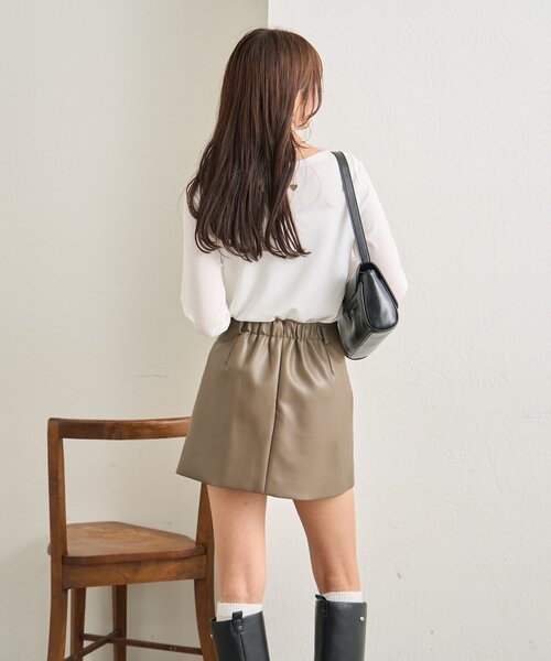 セール】【SET UPスタイルにも◎】フェイクレザーミニスカート