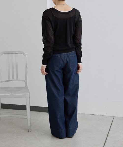 ear PAPILLONNER（イアパピヨネ）の「センターラインデニムパンツ【SUM1 STYLE】（デニムパンツ・レディース・インディゴブルー・FREE）」の3枚目の写真