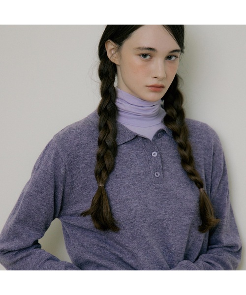 REORG(リオルグ)の「EOT SOFT BUTTON COLLAR KNIT PURPLE BERRY(ニット/セーター・レディース・その他・FREE)」の1枚目の写真