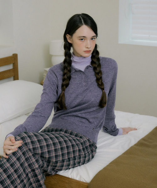 REORG(リオルグ)の「EOT SOFT BUTTON COLLAR KNIT PURPLE BERRY(ニット/セーター・レディース・その他・FREE)」の3枚目の写真