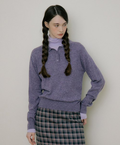 REORG(リオルグ)の「EOT SOFT BUTTON COLLAR KNIT PURPLE BERRY(ニット/セーター・レディース・その他・FREE)」の4枚目の写真