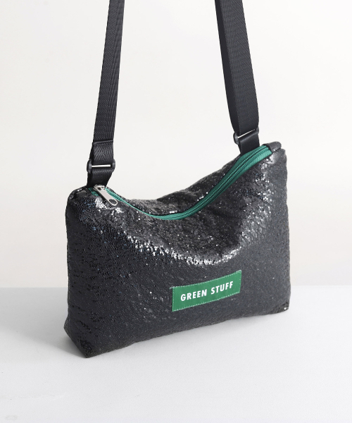 GREEN STUFF（グリーンスタッフ）の「handy bag Z1 - glitter black（メッセンジャーバッグ・レディース・その他・FREE）」の3枚目の写真