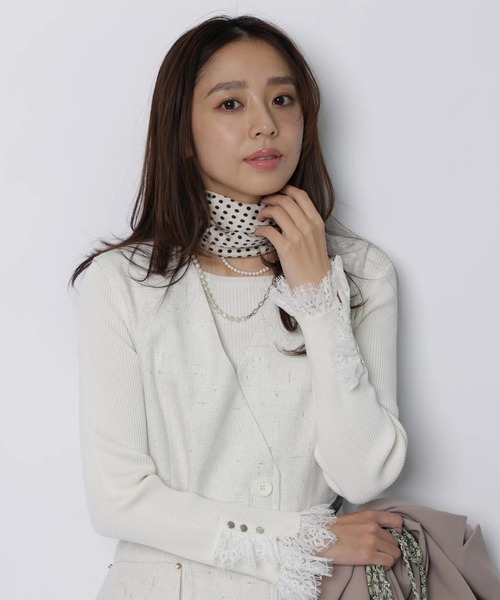 JUSGLITTY(ジャスグリッティー)の「レースカフスリブニット(ニット JUSGLITTY(ジャスグリッティー)の「レースカフスリブニット(ニット