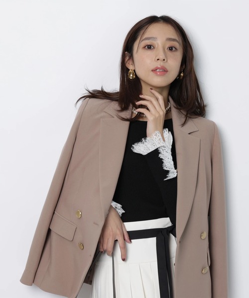 JUSGLITTY(ジャスグリッティー)の「レースカフスリブニット(ニット/セーター・レディース・ブラック/ブラック系その他/ホワイト/ピンク・2)」の20枚目の写真