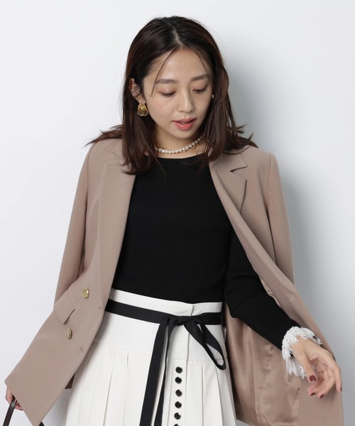 JUSGLITTY(ジャスグリッティー)の「レースカフスリブニット(ニット/セーター・レディース・ブラック/ブラック系その他/ホワイト/ピンク・2)」の22枚目の写真