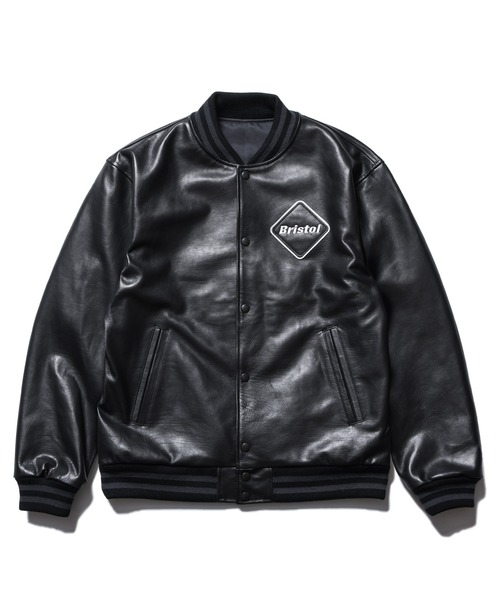 F.C.Real Bristol(エフシーレアルブリストル)の「LEATHER TEAM VARSITY BLOUSON(ブルゾン・メンズ・ブラック・SMALL/MEDIUM/LARGE/X-LARGE/XX-LARGE)」の1枚目の写真
