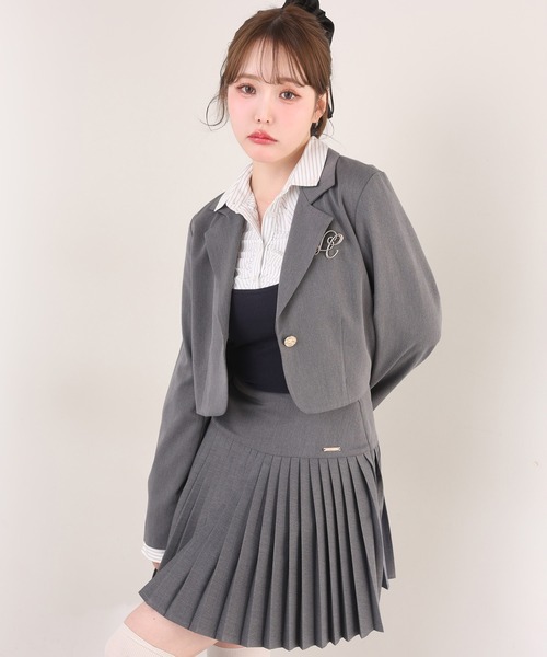 one after another NICE CLAUP(ワンアフターアナザーナイスクラップ)の「【WEB限定】プレート付きプリーツミニスカート/セットアップジャケットあり(スカート・レディース・チャコールグレー/アイボリー/ホワイト×ブラック・MEDIUM/SMALL)」の18枚目の写真