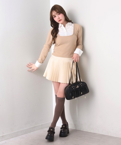 one after another NICE CLAUP(ワンアフターアナザーナイスクラップ)の「【WEB限定】プレート付きプリーツミニスカート/セットアップジャケットあり(スカート・レディース・チャコールグレー/アイボリー/ホワイト×ブラック・MEDIUM/SMALL)」の11枚目の写真