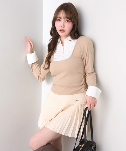 one after another NICE CLAUP(ワンアフターアナザーナイスクラップ)の「【WEB限定】プレート付きプリーツミニスカート/セットアップジャケットあり(スカート・レディース・チャコールグレー/アイボリー/ホワイト×ブラック・MEDIUM/SMALL)」の12枚目の写真