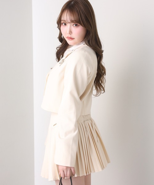 【きーこ】seiney blond ジャケット、スカートセット セール】【WEB限定】プレート付きプリーツミニスカート/セットアップ