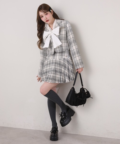 セール】【WEB限定】プレート付きプリーツミニスカート/セットアップ