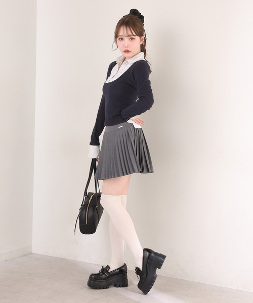 one after another NICE CLAUP(ワンアフターアナザーナイスクラップ)の「【WEB限定】プレート付きプリーツミニスカート/セットアップジャケットあり(スカート・レディース・チャコールグレー/アイボリー/ホワイト×ブラック・MEDIUM/SMALL)」の16枚目の写真