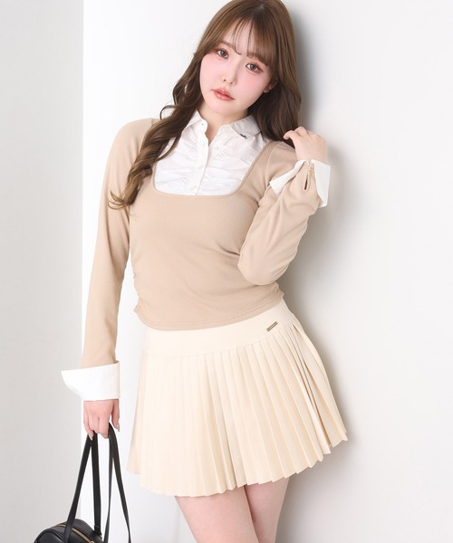 one after another NICE CLAUP(ワンアフターアナザーナイスクラップ)の「【WEB限定】プレート付きプリーツミニスカート/セットアップジャケットあり(スカート・レディース・チャコールグレー/アイボリー/ホワイト×ブラック・MEDIUM/SMALL)」の13枚目の写真