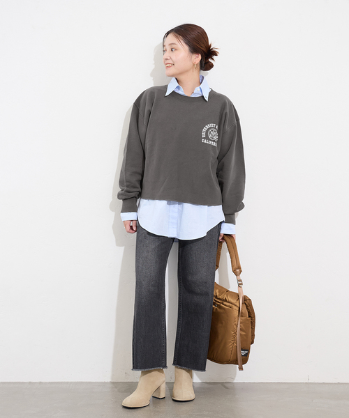 JOURNAL STANDARD（ジャーナルスタンダード）の「JS カレッジ クロップドスウェット（スウェット・レディース・ブラウン/グレー/ブラック系その他・FREE）」の4枚目の写真