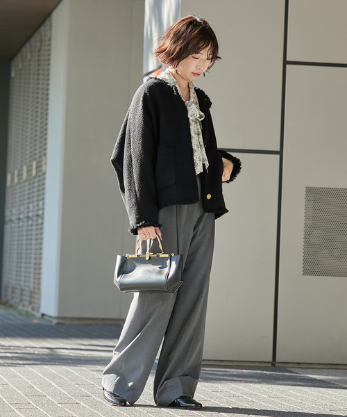 journal standard L'essage(ジャーナルスタンダードレサージュ)の「《追加5》GIOLICATWEED ドルマンジャケット(ノーカラージャケット・レディース・エメラルドブルー・FREE)」の3枚目の写真