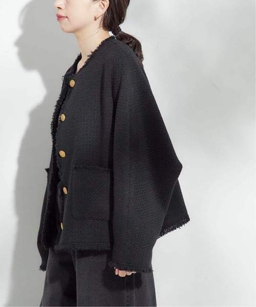 journal standard L'essage(ジャーナルスタンダードレサージュ)の「《追加5》GIOLICATWEED ドルマンジャケット(ノーカラージャケット・レディース・エメラルドブルー・FREE)」の18枚目の写真