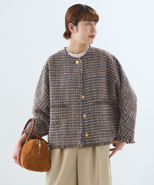 journal standard L'essage(ジャーナルスタンダードレサージュ)の「《追加5》GIOLICATWEED ドルマンジャケット(ノーカラージャケット・レディース・エメラルドブルー・FREE)」の22枚目の写真