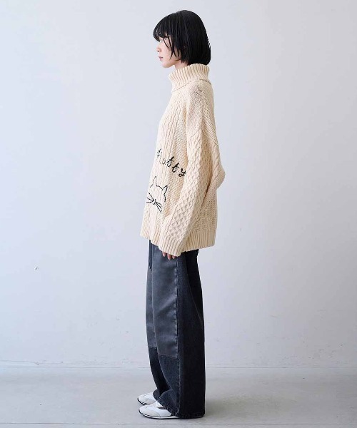 MEDE19F(メデジュウキュウ)の「MEDE19F 刺繍入りアランニットタートル(ニット/セーター・レディース・アイボリー/ブラック・LL/L/M)」の18枚目の写真