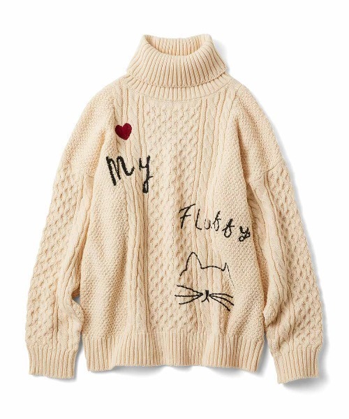 MEDE19F(メデジュウキュウ)の「MEDE19F 刺繍入りアランニットタートル(ニット/セーター・レディース・アイボリー/ブラック・LL/L/M)」の17枚目の写真