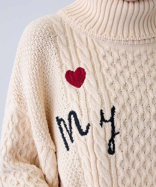 MEDE19F(メデジュウキュウ)の「MEDE19F 刺繍入りアランニットタートル(ニット/セーター・レディース・アイボリー/ブラック・LL/L/M)」の13枚目の写真