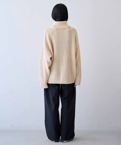 MEDE19F(メデジュウキュウ)の「MEDE19F 刺繍入りアランニットタートル(ニット/セーター・レディース・アイボリー/ブラック・LL/L/M)」の19枚目の写真