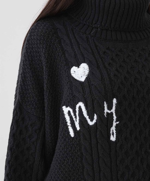 MEDE19F(メデジュウキュウ)の「MEDE19F 刺繍入りアランニットタートル(ニット/セーター・レディース・アイボリー/ブラック・LL/L/M)」の15枚目の写真