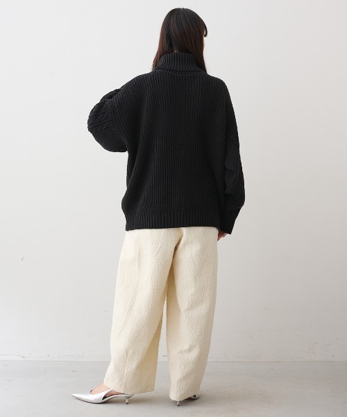 MEDE19F(メデジュウキュウ)の「MEDE19F 刺繍入りアランニットタートル(ニット/セーター・レディース・アイボリー/ブラック・LL/L/M)」の8枚目の写真