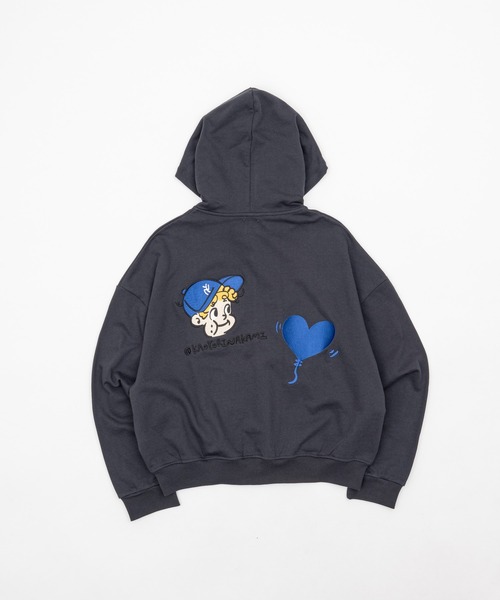 kaoyorinakami(カオヨリナカミ)の「face ballon ziphoodie / フェイスバルーンジップパーカー(パーカー・メンズ・ネイビー/ホワイト/チャコールグレー・X-LARGE/LARGE/MEDIUM/SMALL)」の6枚目の写真
