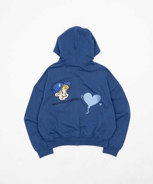kaoyorinakami(カオヨリナカミ)の「face ballon ziphoodie / フェイスバルーンジップパーカー(パーカー・メンズ・ネイビー/ホワイト/チャコールグレー・X-LARGE/LARGE/MEDIUM/SMALL)」の10枚目の写真