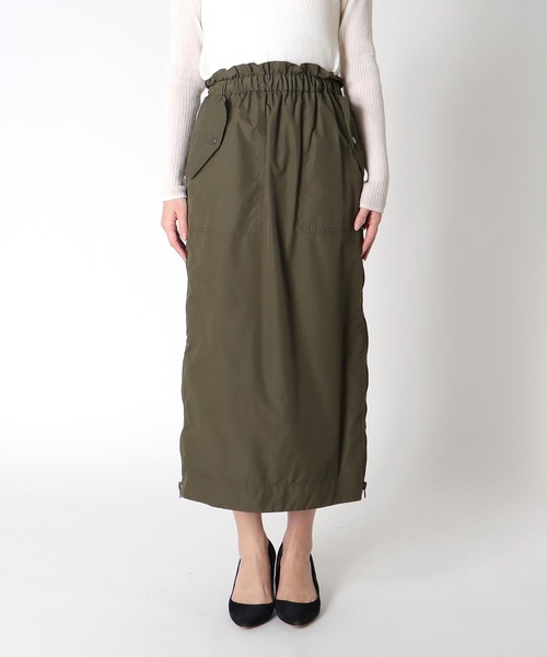 Jines（ジネス）の「サイドファスナープリーツスカート（スカート・レディース・ブラック/カーキ・38）」の3枚目の写真
